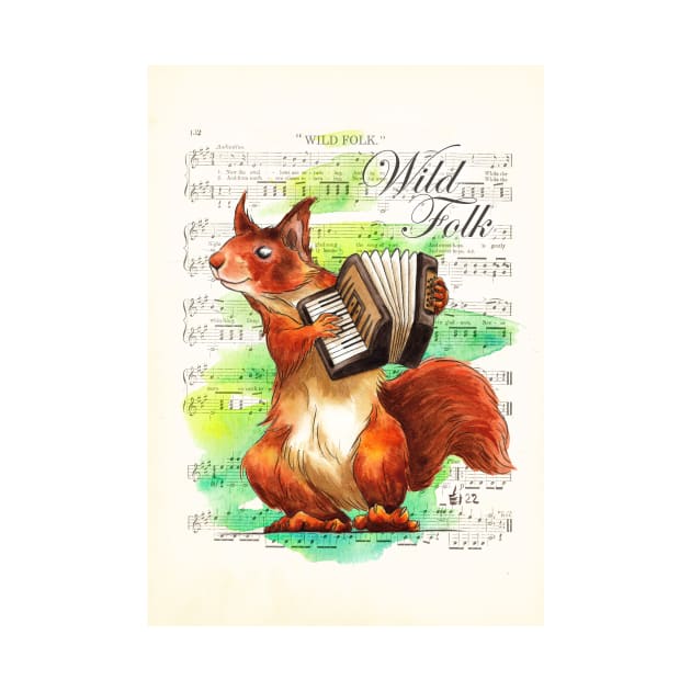 Wild Folk - Squirrel on squeezebox by shiro