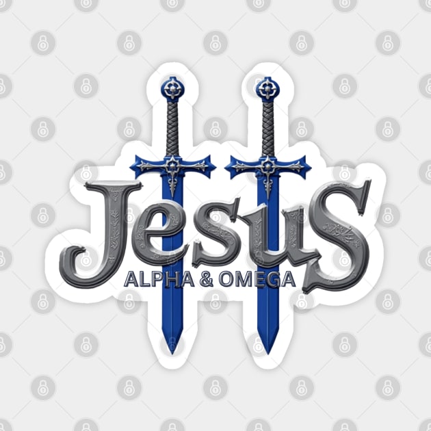 Jesus Alpha & Omega Sword Design Magnet by Rox