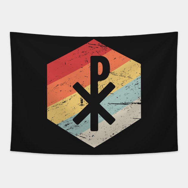 Retro Vintage Chi Ro Christian Symbol Tapestry by MeatMan