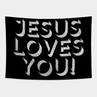 Jesus Loves You - Retro Typography Design Tapestry