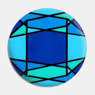 Blue Sapphire Geometric Abstract Acrylic Painting Pin