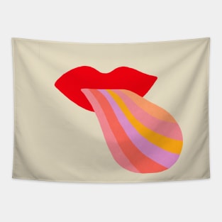 Red lips rainbow tongue Tapestry