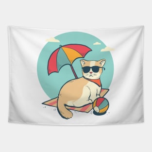 Cat in beach Tapestry