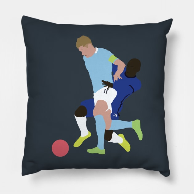 De Bruyne vs Kante Central Midfield Rivalry Pillow by Jackshun