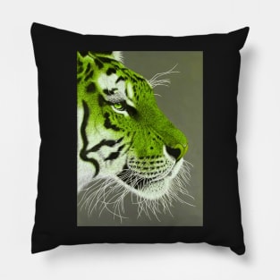 Lime green and white tiger Pillow