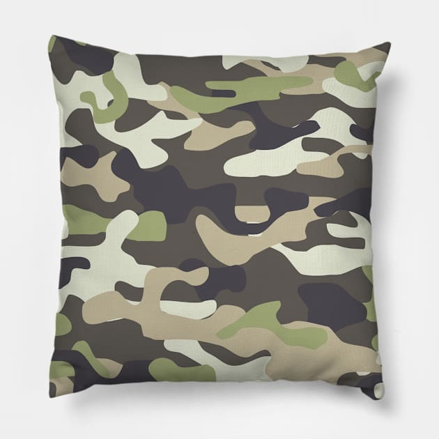 Camo Pattern Green Pillow by DetourShirts