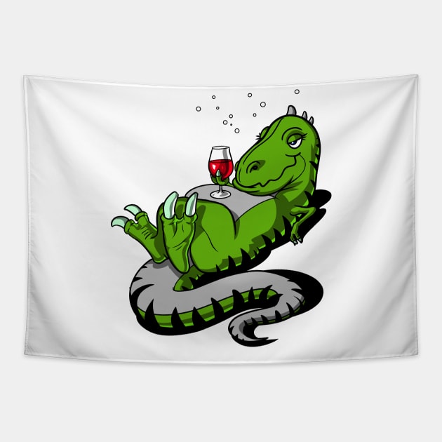 T-Rex Dinosaur Wine Party Tapestry by underheaven