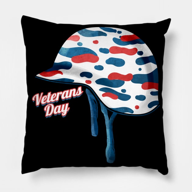 Camouflage Helmet Veterans Day Pillow by SinBle