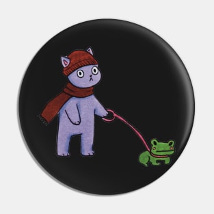 purple cat frog illustration Pin