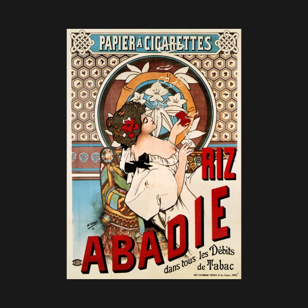 RIZ ABADIE Cigarette Rolling Paper 1898 by H. Gray Art Nouveau Advert by vintageposters