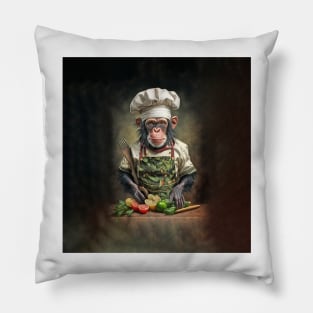 Chimpanzee Kitchen Cook Chef Pillow