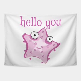 hello you funny cute smiley star Tapestry