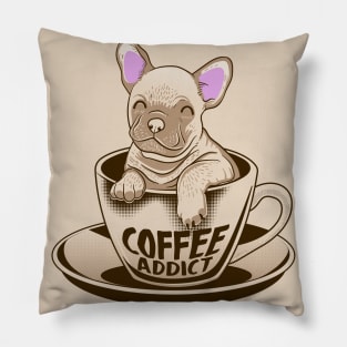 Puppy and Coffee Addict Pillow