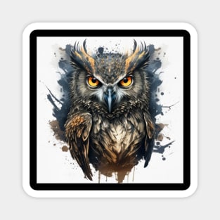 Owl Portrait Animal Painting Wildlife Outdoors Adventure Magnet