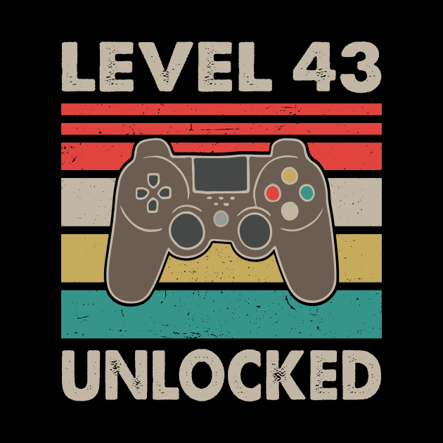 Level 43 Unlocked - 1977 43rd Birthday Gift Men & Women by Merchofy