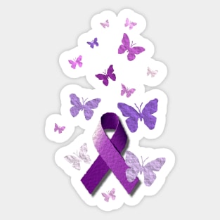 Purple Awareness Ribbon with Butterflies by Alondra, Redbubble