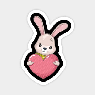 Valentine Heart with Cute Funny Rabbit Magnet