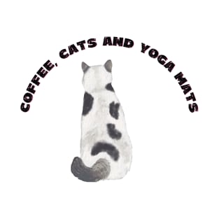 Coffee cats and yoga mats funny yoga and cat drawing T-Shirt