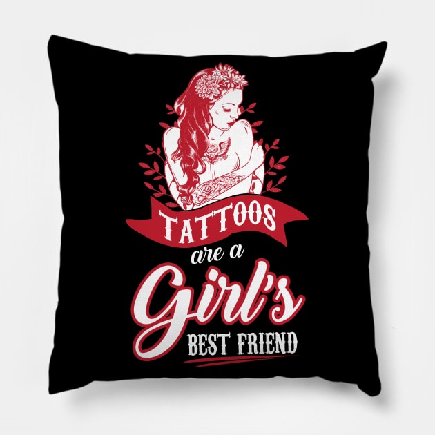 Tattoos are girls best friends  (black) Pillow by nektarinchen