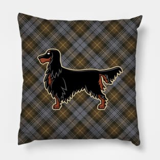 Gordon Setter Icon over Weathered Gordon Tartan Pillow