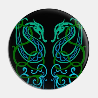 Celtic dragons with flowers Pin