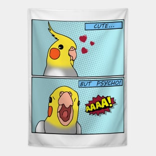 cute but psycho birb comic Tapestry