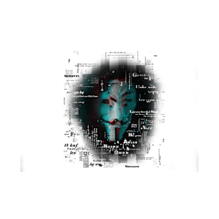 Guy Fawkes mask with glitch effect T-Shirt