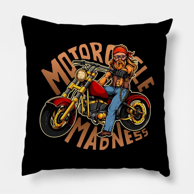 Motorcycle biker gang Pillow by Mako Design 