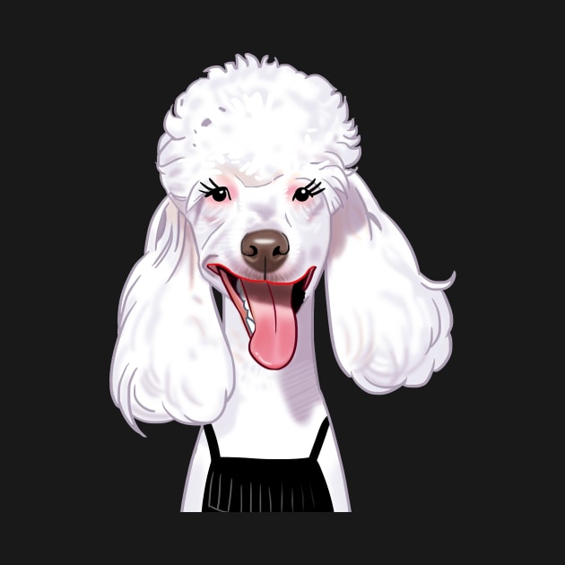 White Poodle Black Dress by Toss4Pon