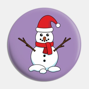 Snowman with Red Bonnet and Scarf Pin