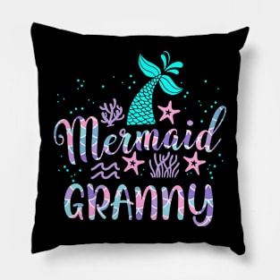 Mermaid Granny Birthday Squad Matching Family Party Bday Pillow