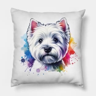 Bright Watercolor West Highland White Terrier Westie Pillow