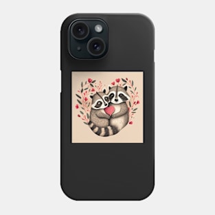 Valentine's Raccoons in Love Phone Case