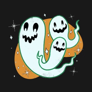 Cute Modern Ghosts Orange T-Shirt