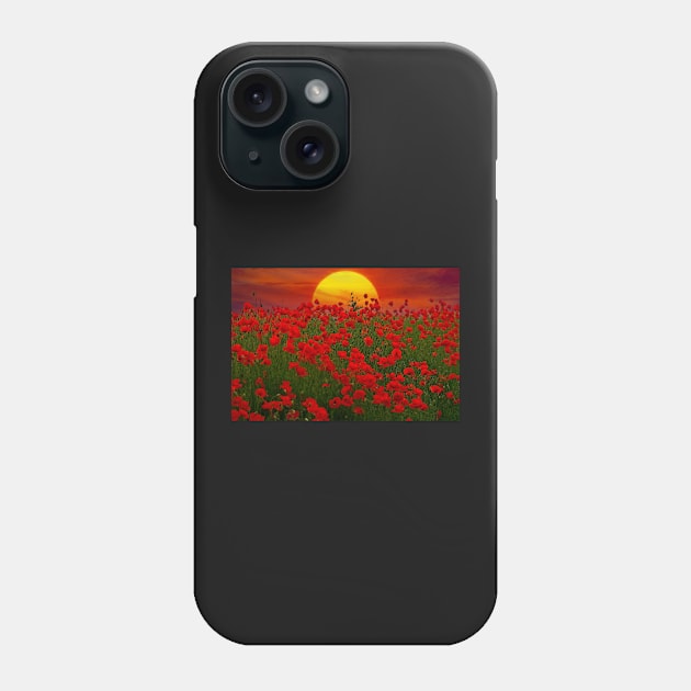 At the Going Down of The Sun - Poppies at Sunset Phone Case by MartynUK