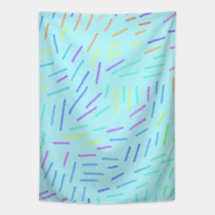 Colorful sprinkles on a blue background Tapestry