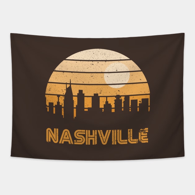 Retro Sunset Nashville Tapestry by rojakdesigns