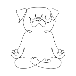 One Line Pug Lotus Pose T-Shirt