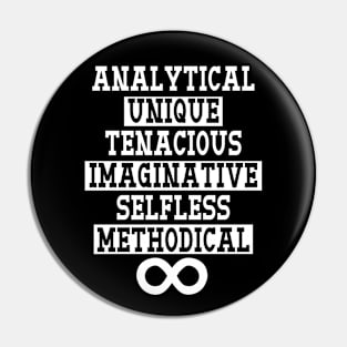 Analytical Unique Tenacious Selfless Methodical Autism Awareness Pin