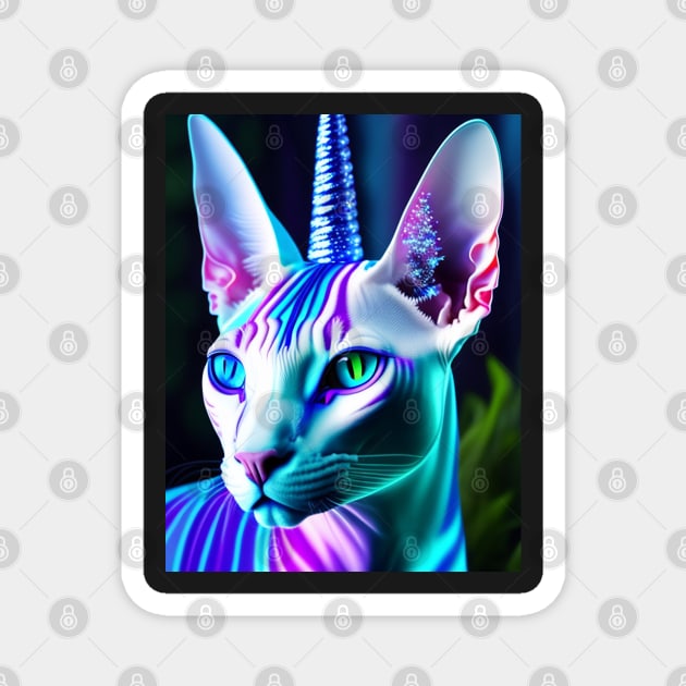 Glowing Unicorn Hybrid Sphynx Magnet by Enchanted Reverie