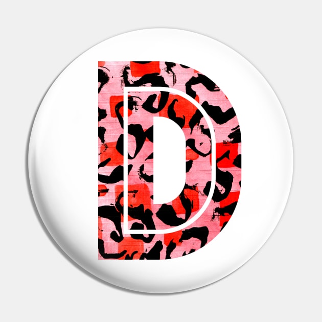 Abstract Letter D Watercolour Leopard Print Alphabet Red Pin by Squeeb Creative