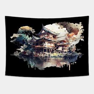 Japanese Architecture In Watercolor Tapestry