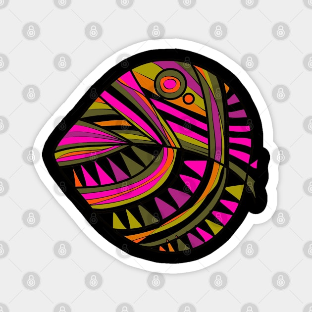 Mazipoodles New Fish Head Leaf Black Olive Green Fuchsia Pink Magnet by Mazipoodles