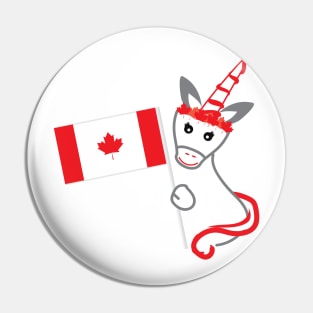 Canada Day Unicorn Holding The flag of Canada Pin