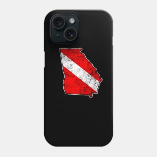 Georgia Dive Flag Scuba Diving State Map Dive Flag Distressed Phone Case