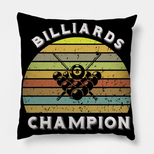 Billiards champion - retro sunset design Pillow by BB Funny Store