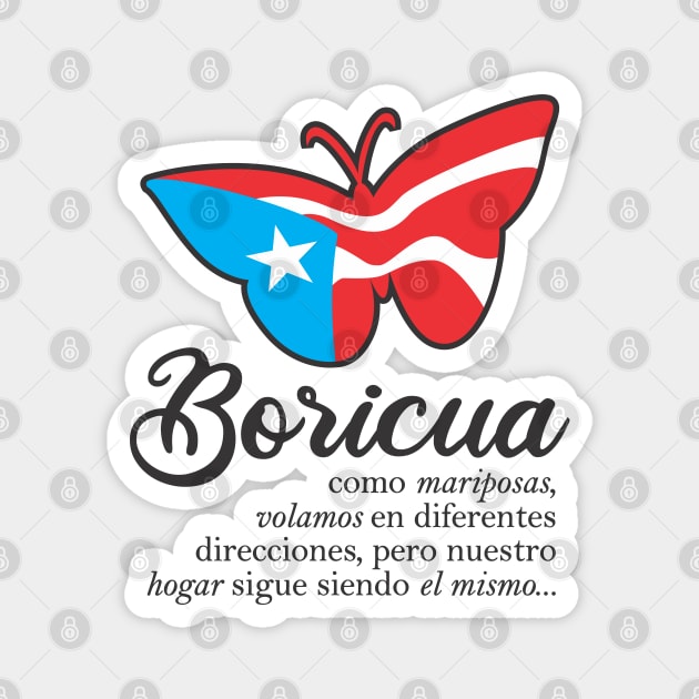 Boricua Flag Familia Butterfly Puerto Rico Spanish Magnet by bydarling