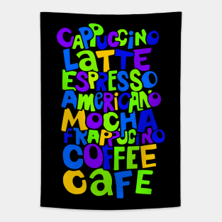 Colorful Coffee Lover Typography Tapestry