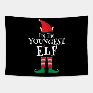 I'm The Youngest Elf Matching Family Christmas Pajama Shirt Tapestry