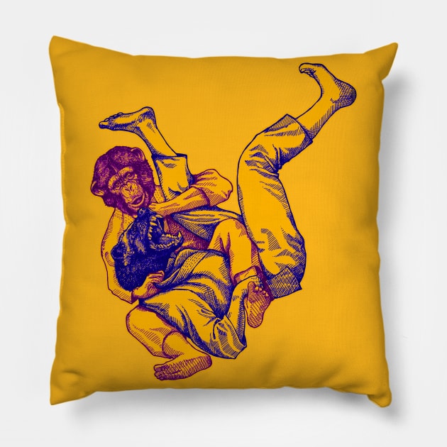 Martial Arts - Way of Life #7 - chimpanzee vs wolverine - bow and arrow choke Pillow by undersideland